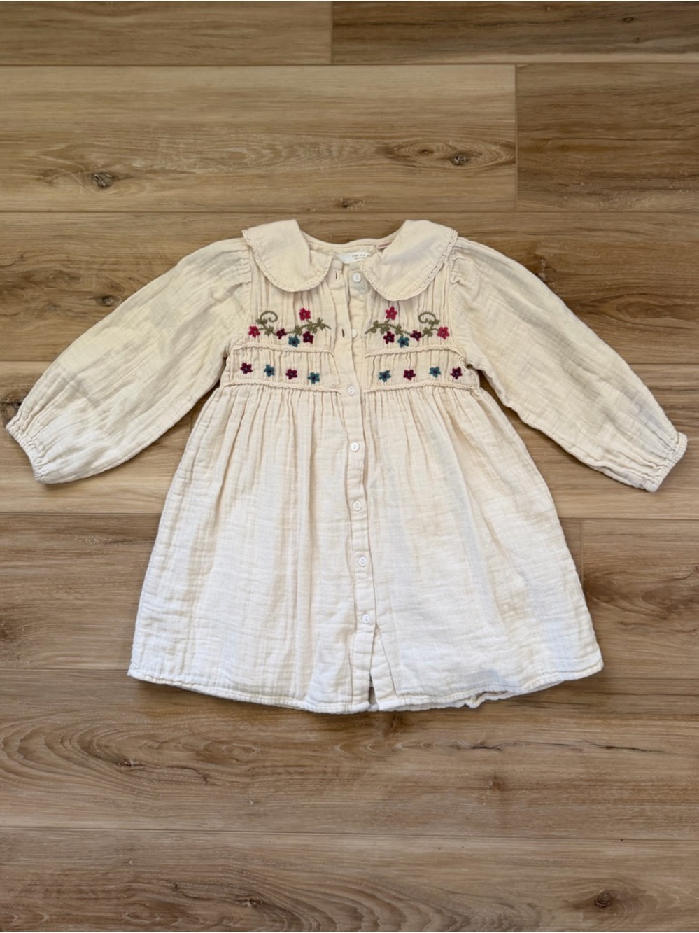 Zara Cream Dress with Floral Embroidery